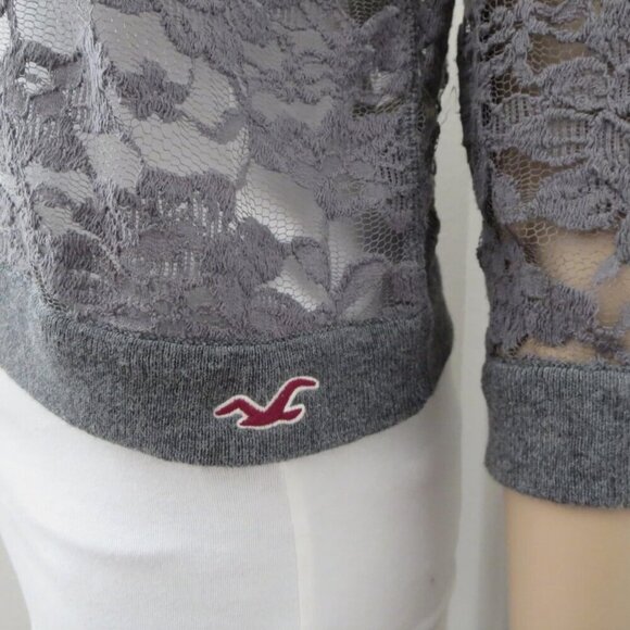NEW Hollister Dark Gray Lace Cardigan Size Small Dark Gray - Picture 6 of 9